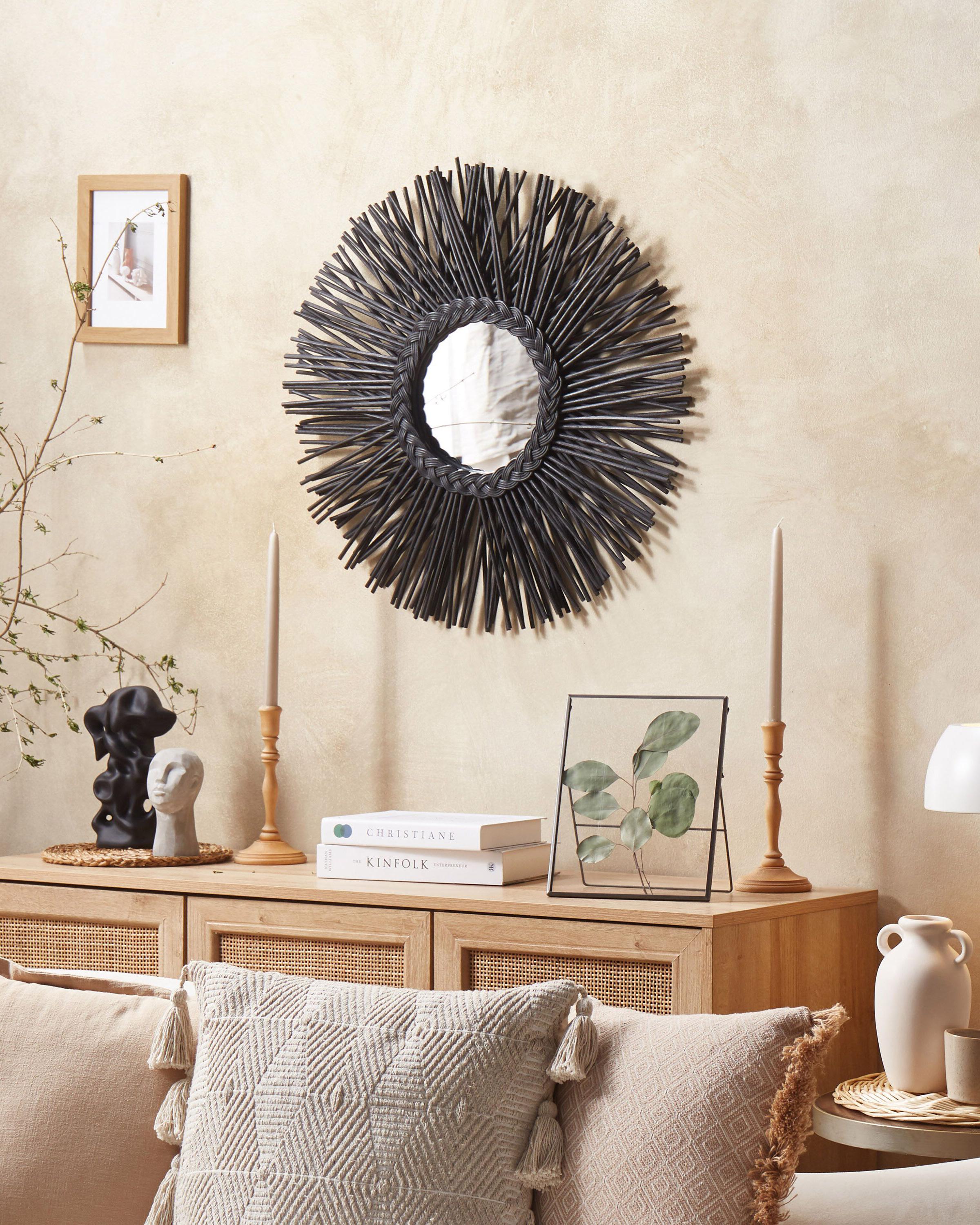 Wall Mirror KALASIN 60 cm 60 cm Rattan Black