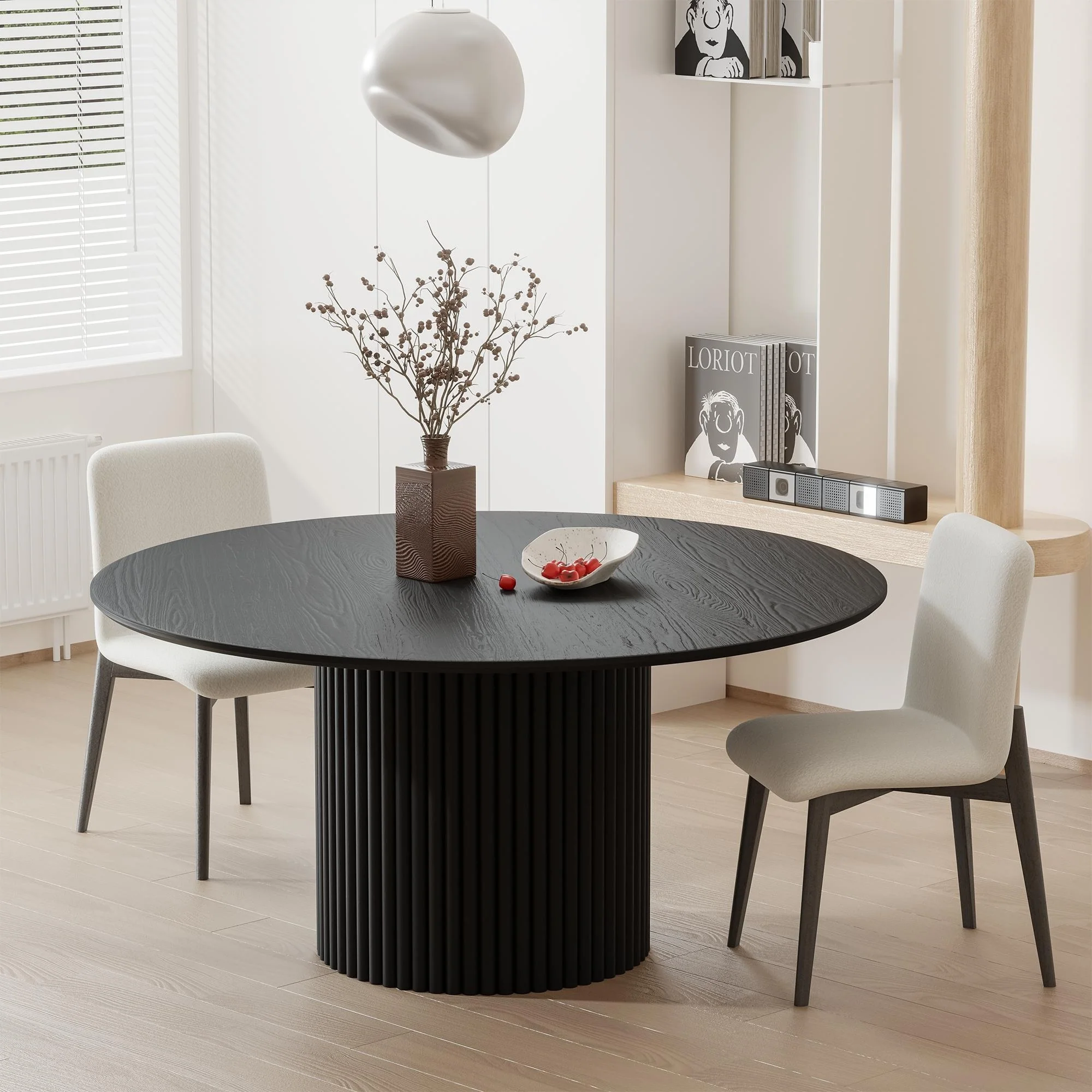 Wooakway Solid Wood 60'' Round Dining Table for 6 People Nordic style - 60*30