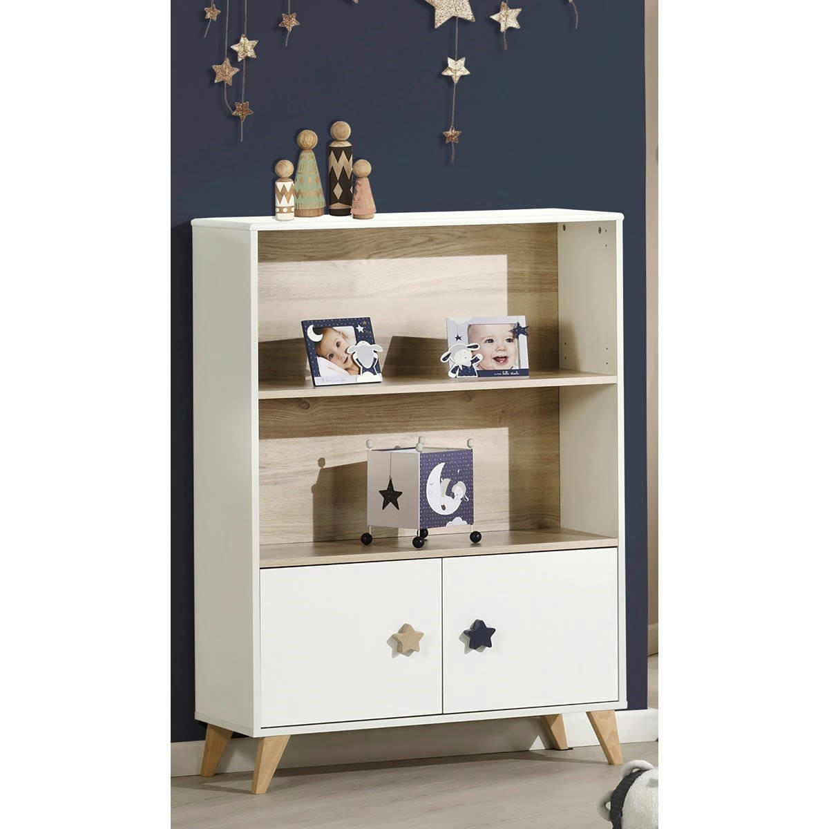 OSLO - Bibliothèque 2 portes boutons étoile