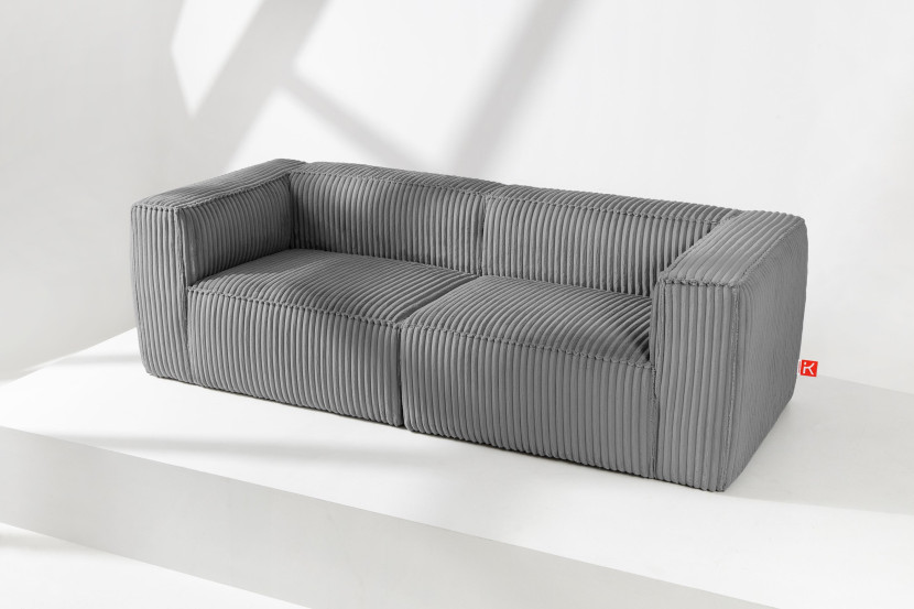 KONSIMO FEROX Nowoczesna sofa trzyosobowa w tkaninie sztruksowej