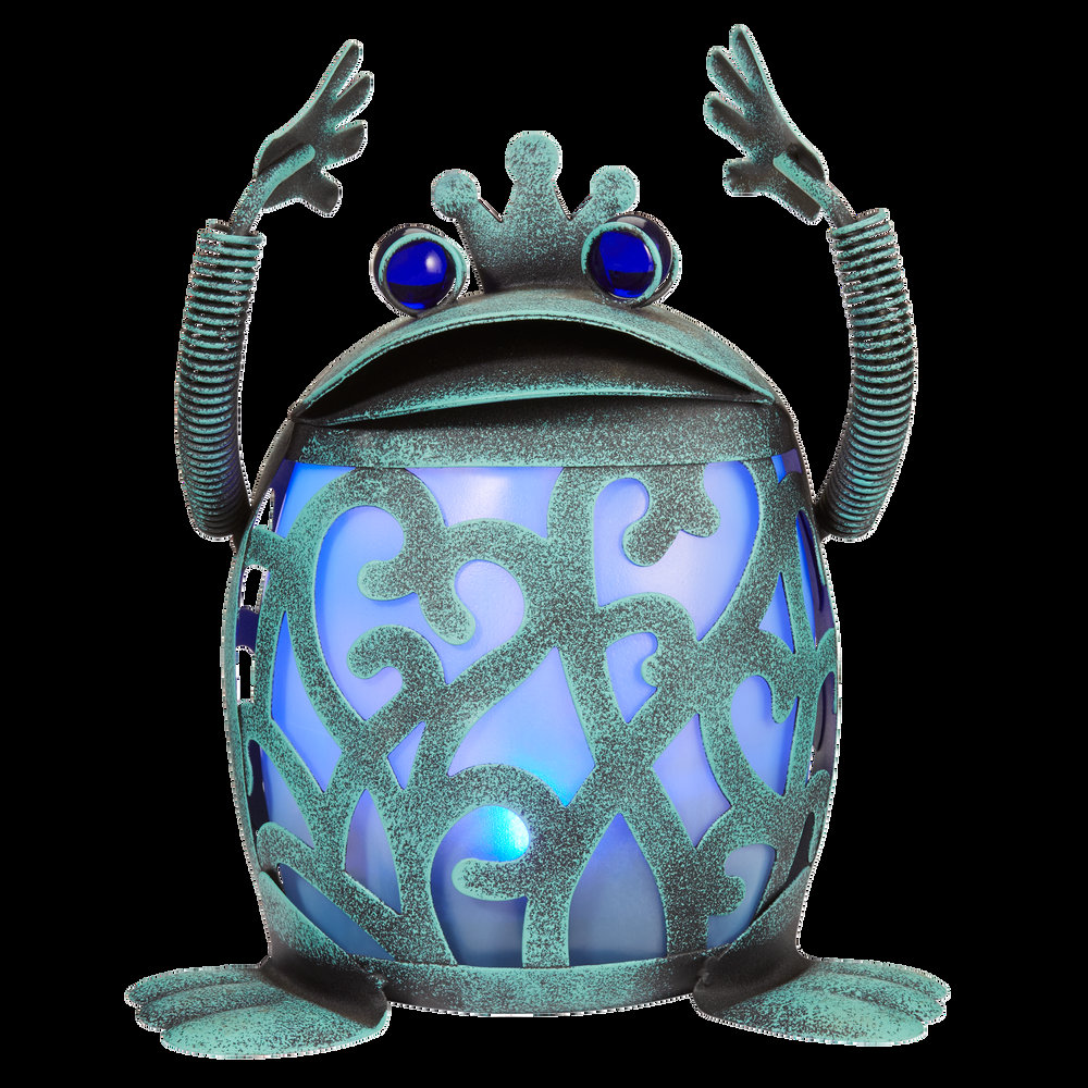For Living Solar-Powered Metal Frog Lawn Ornament, 7.25-in