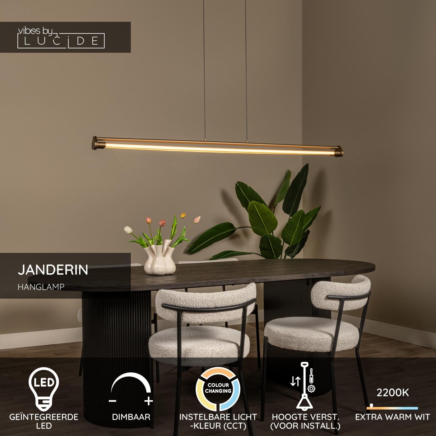 Lucide JANDERIN Hanglamp - Champagne kleur