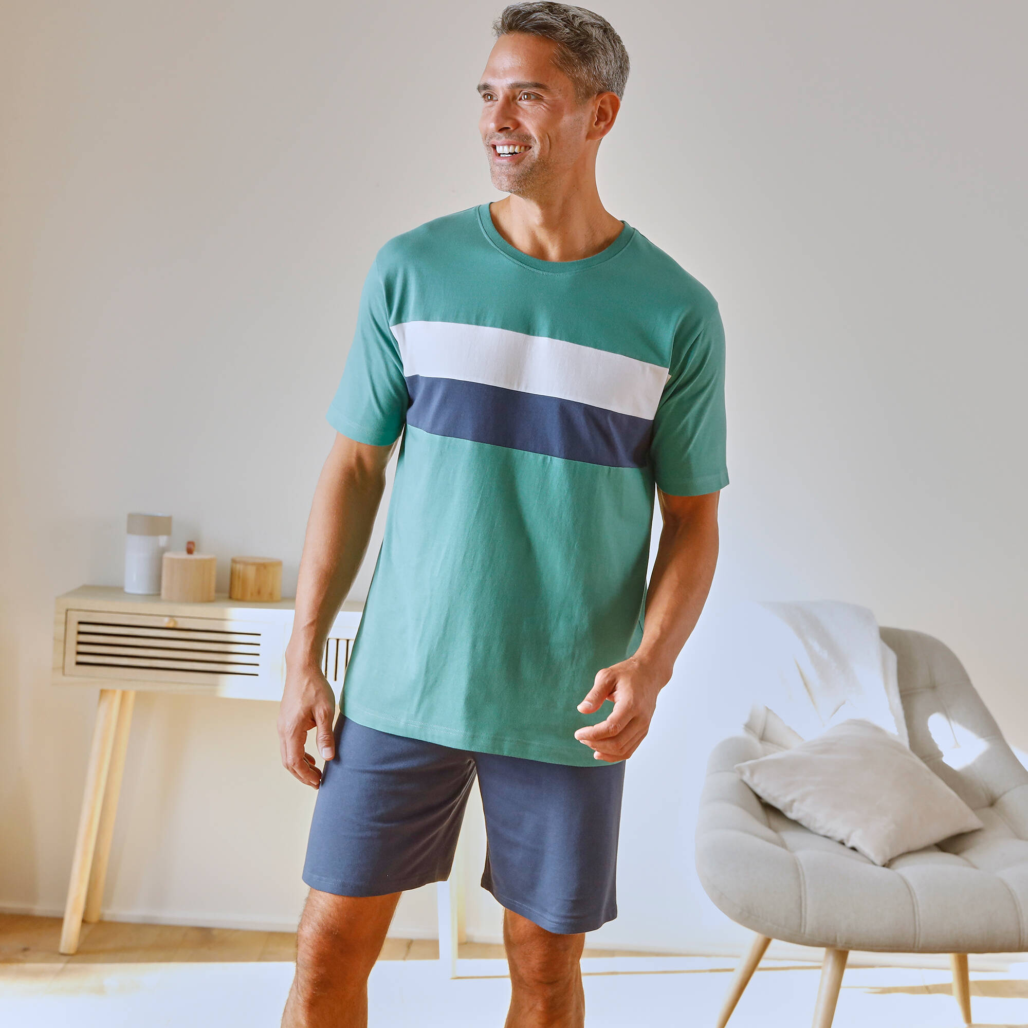 Short pyjama coton uni
