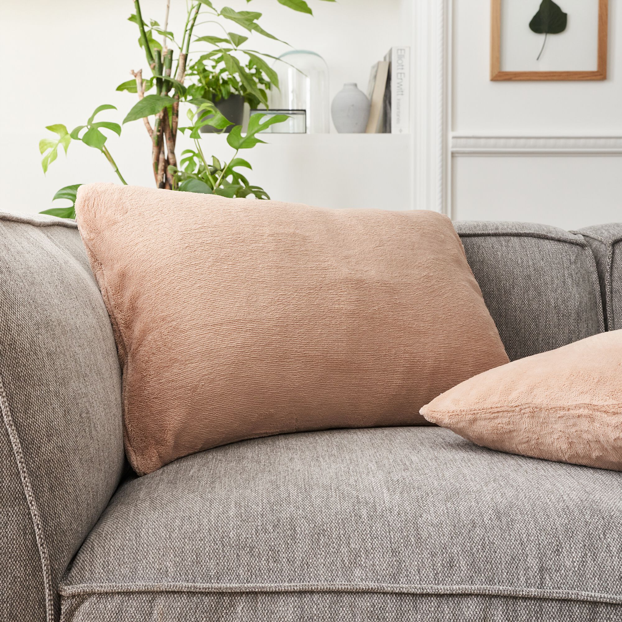 ROBIN - Housse de coussin effet polaire 40x60cm - rose argile