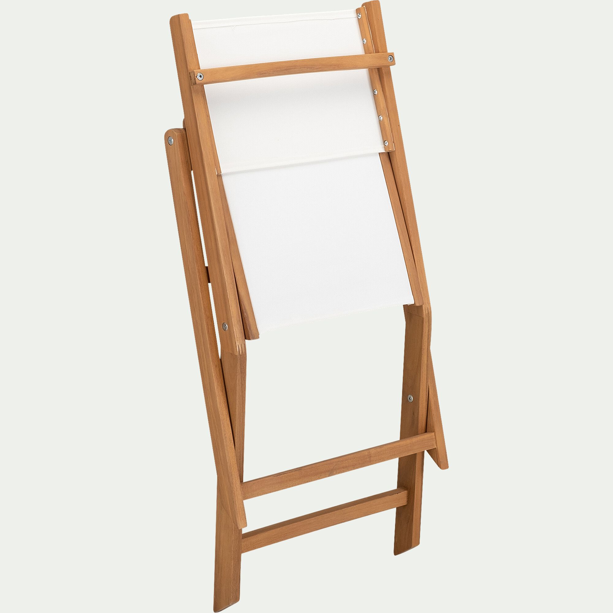 LAVISA - Chaise de jardin pliante en acacia huilé et tissu - blanc