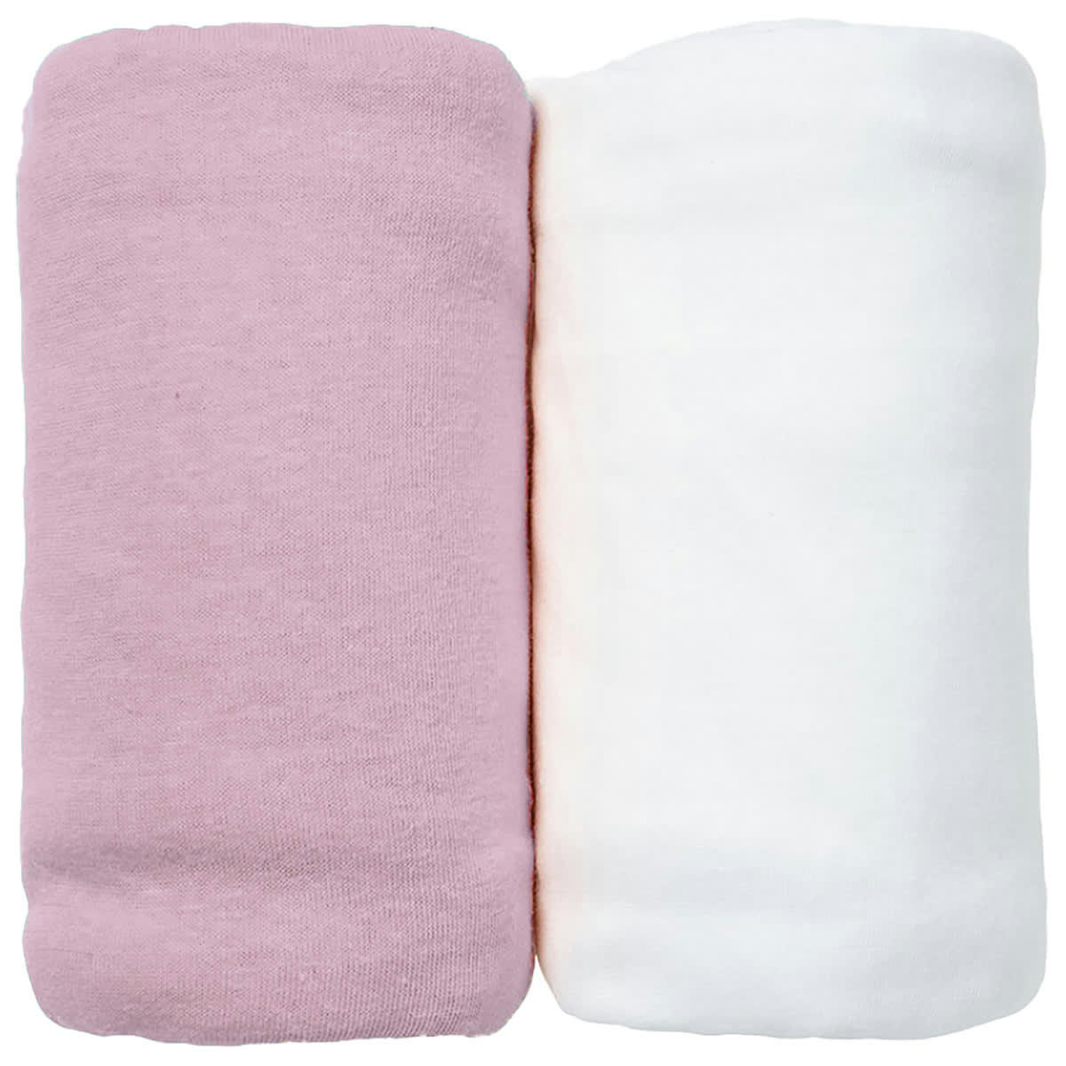 GAMME BIO UNIS - Lot de 2 Draps Housses jersey 40x80 cm Coton bio Blanc/Rose