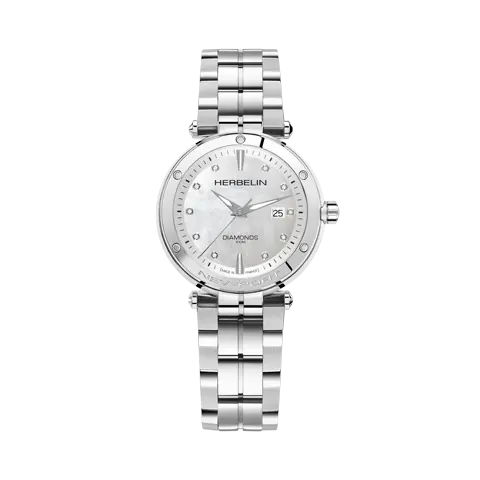 NEWPORT – QUARTZ DATE – ACIER, NACRE & DIAMANTS