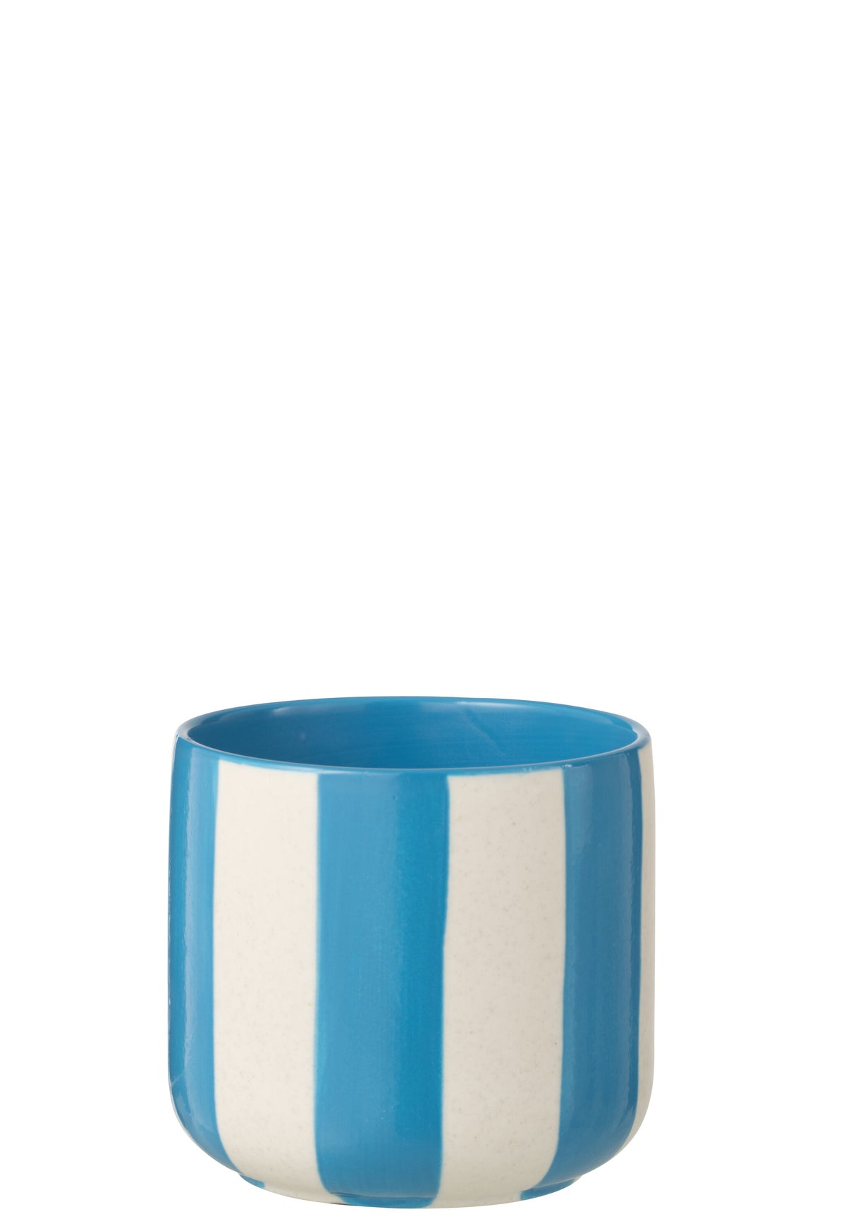 J-Line bloempot Gestreept - keramiek - blauw/wit - medium