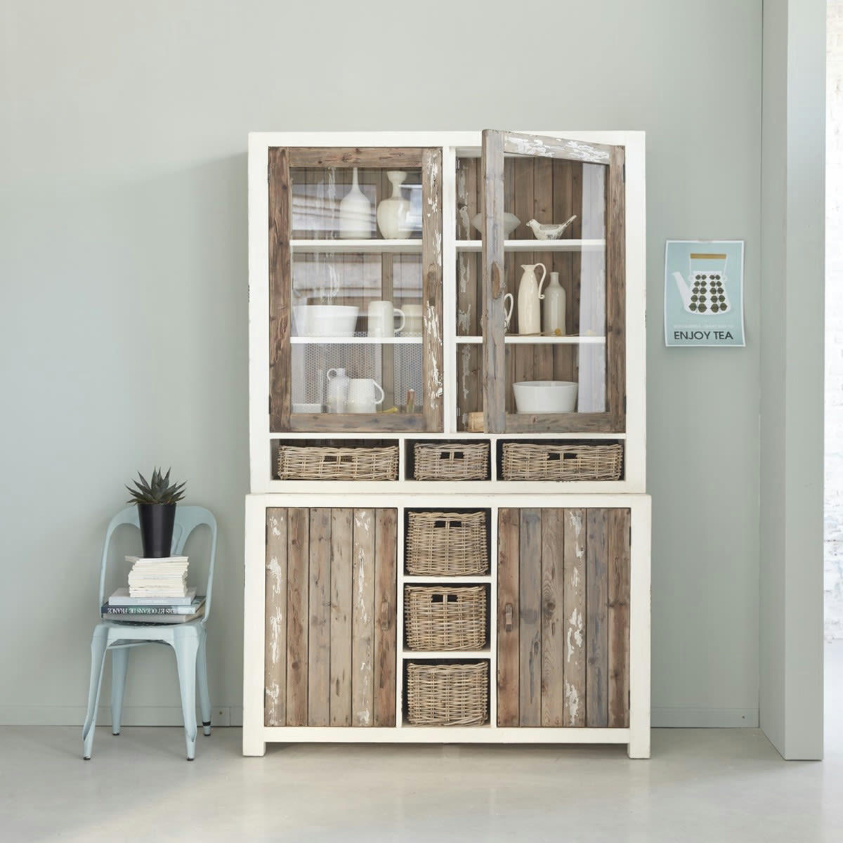 ATLANTIC - Vaisselier en pin recyclé massif