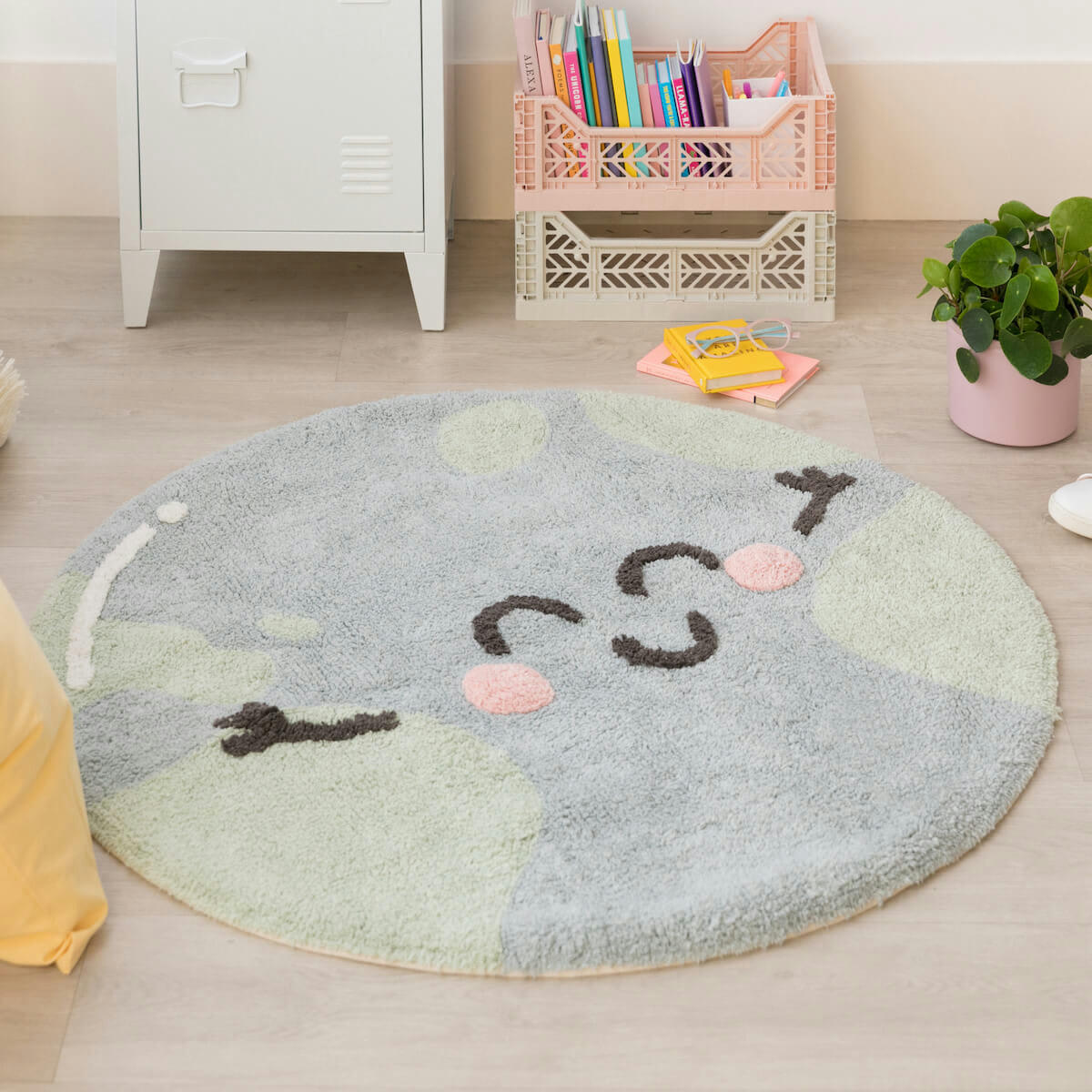 PLANÈTE - Tapis coton rond lavable planète D100cm