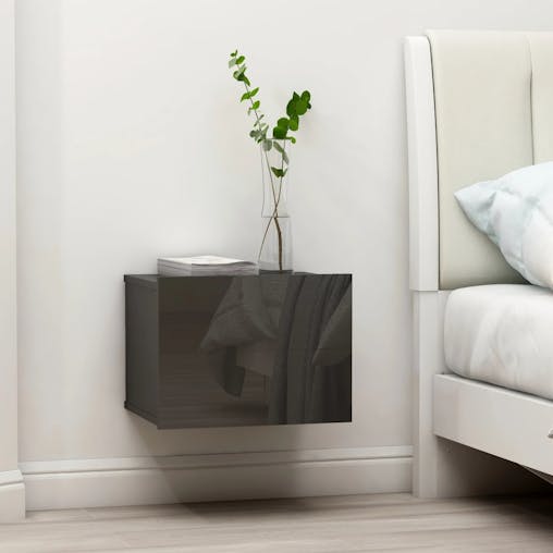 NNEVL Bedside Cabinets 2 pcs High Gloss Grey 40x30x30 cm Chipboard