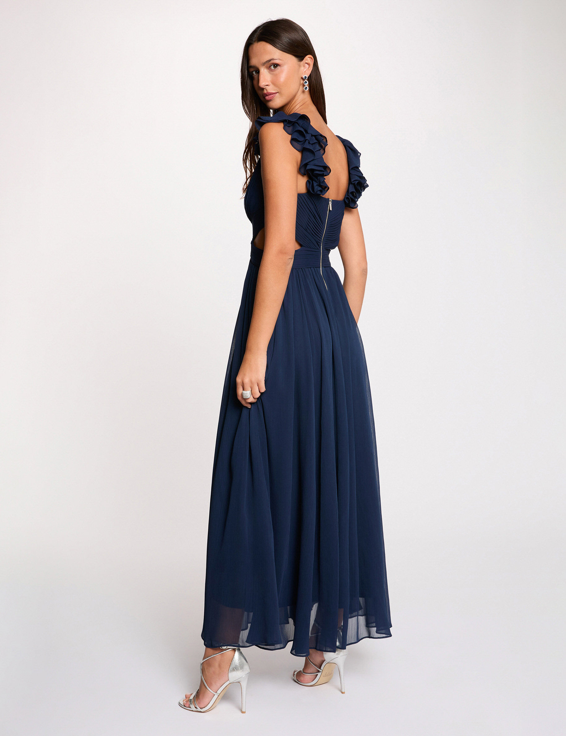 Maxi Loose Straight Dress Navy Blue Women
