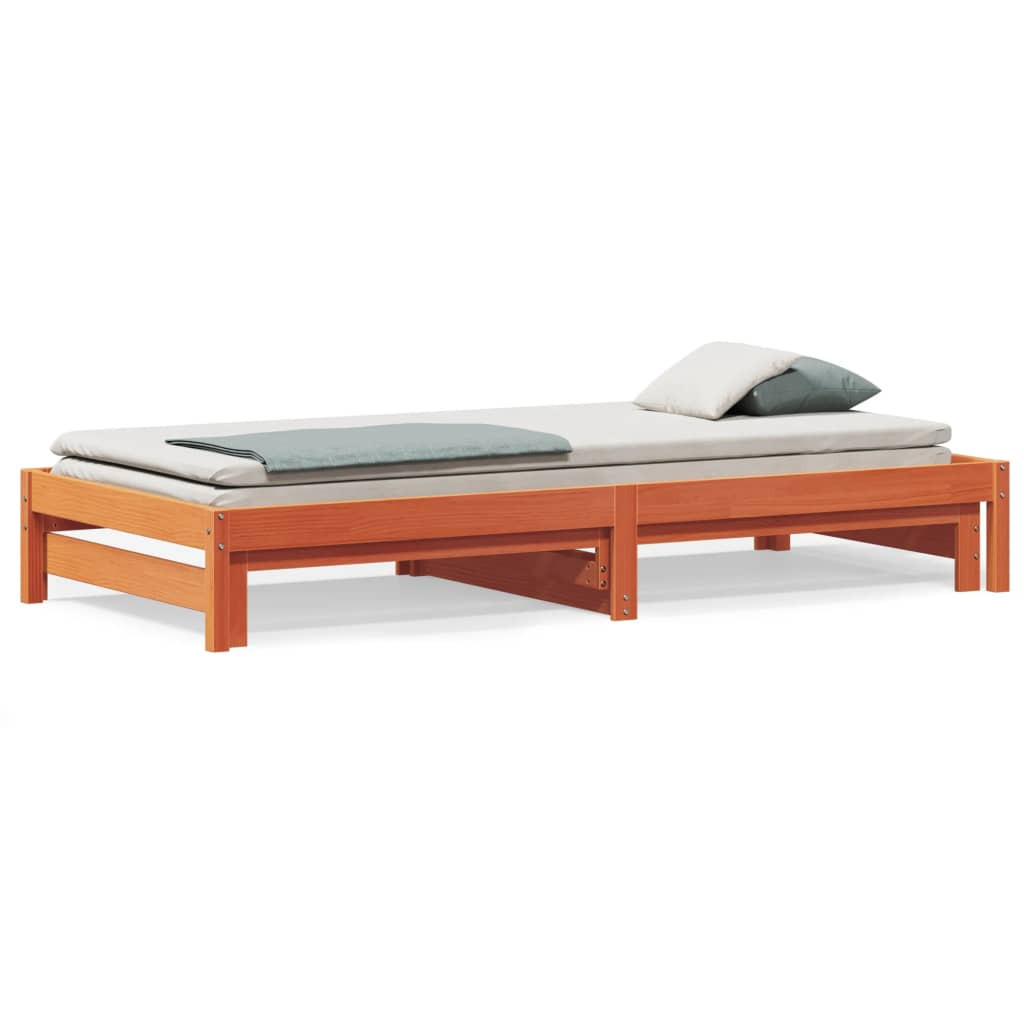Łóżko Dzienne Rozsuwane Sofa Rama Łóżka Drewniana Brąz 90x190 cm