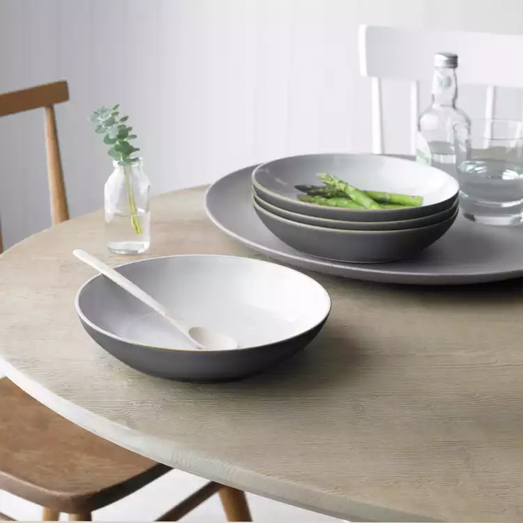 Denby 4 Piece Stoneware Pasta Bowls - Fossil Grey