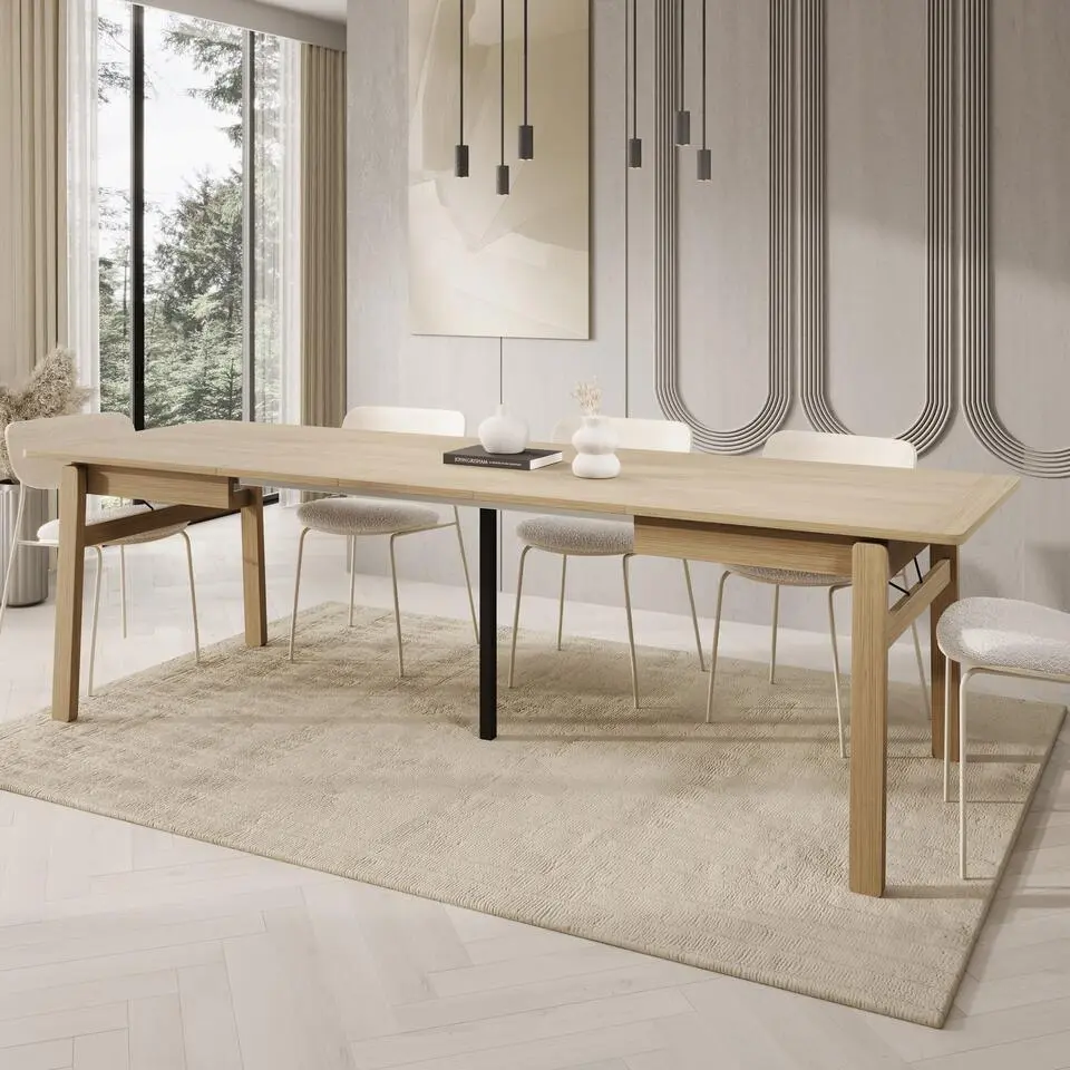 Meubella - Portino - Eetkamertafel - Licht eiken - 149-269x77x85 cm