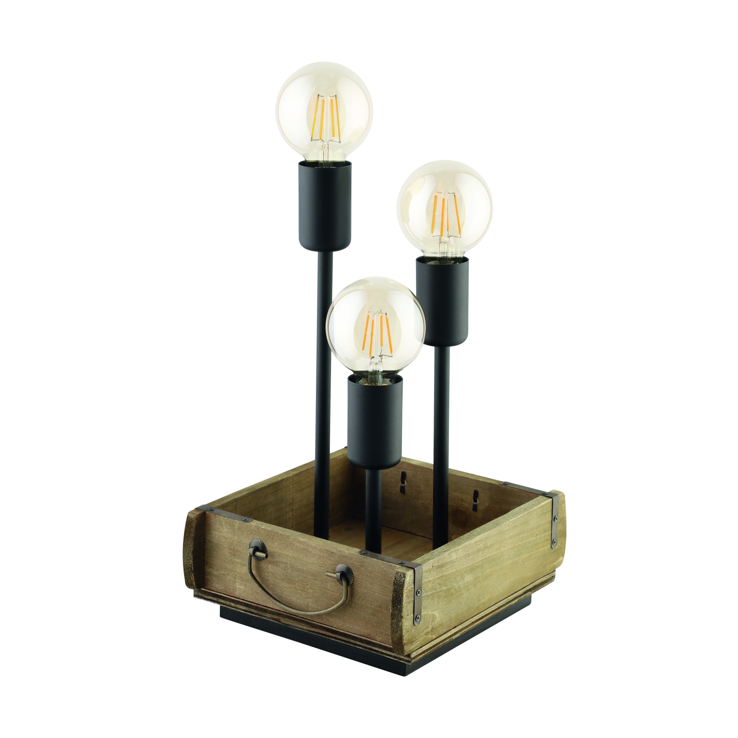 EGLO tafellamp Wootton - e27 - ø 18 cm - zwart/bruin