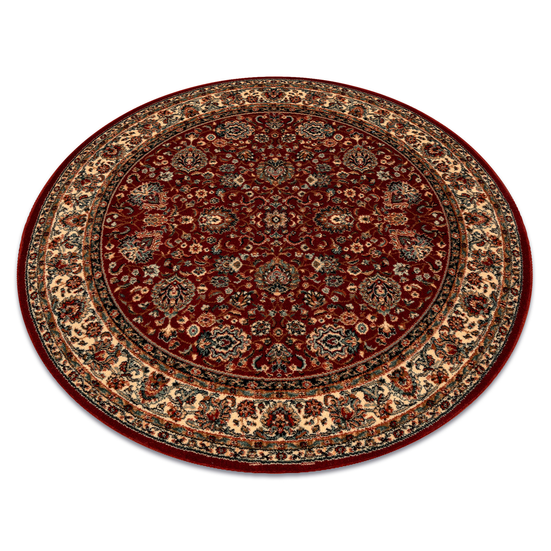 Dywan wełniany KASHQAI 4362 302 ornament bordo / beż koło 120 cm