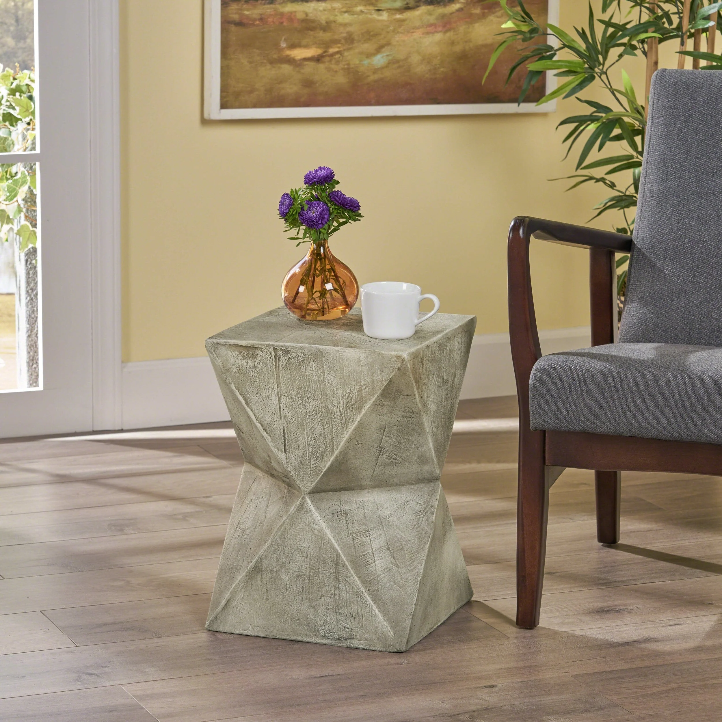 Waylon Outdoor Light-Weight Concrete Side Table by Christopher Knight Home