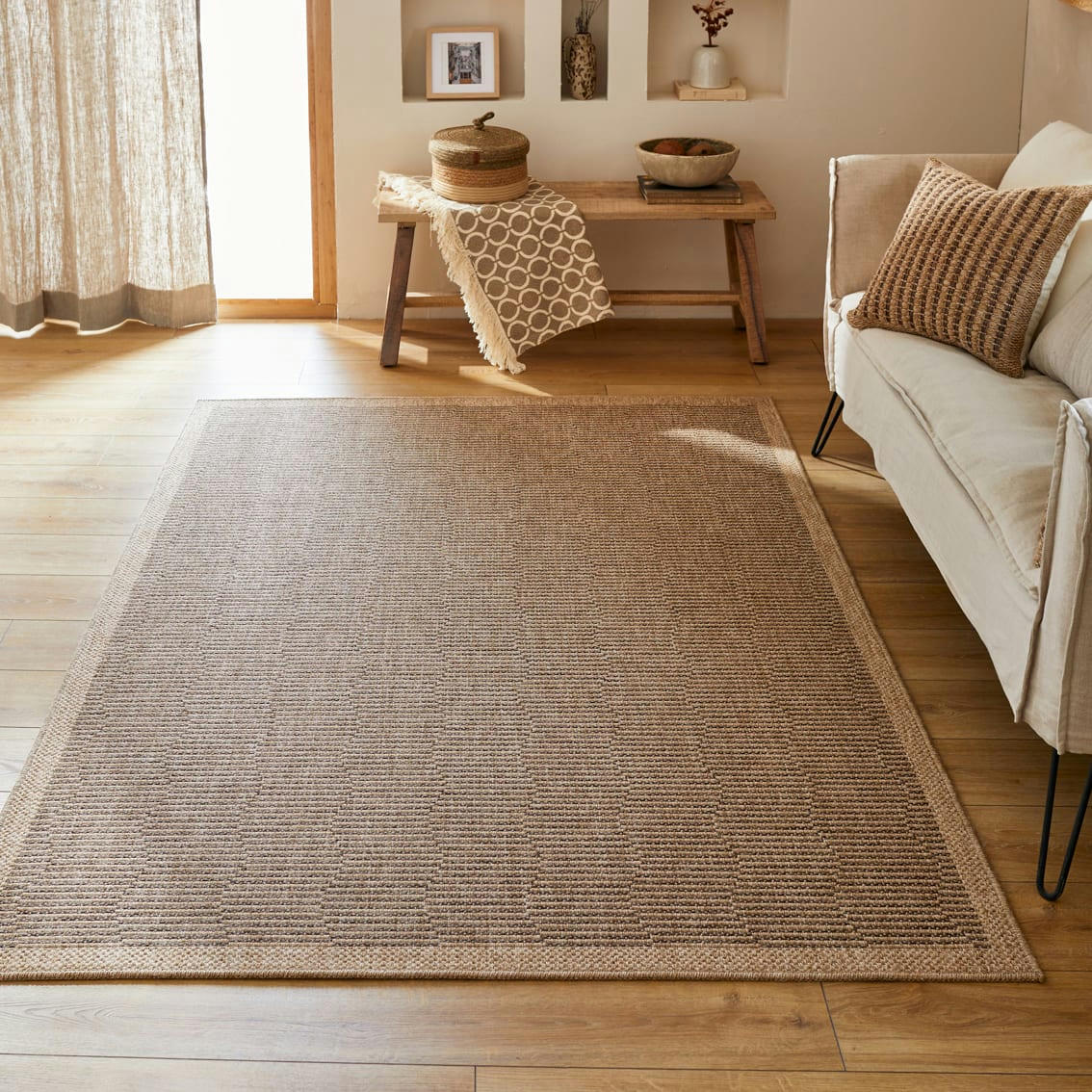 NATURE - Tapis polypropylène aspect jute marron - 120x170 cm