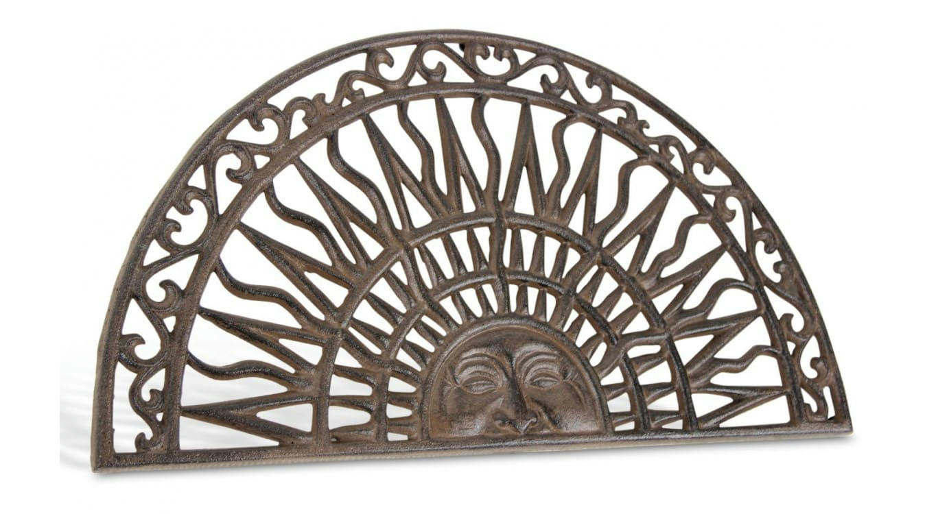 - Paillasson Demi Lune Fonte Marron 69.5x2.5x37.5cm