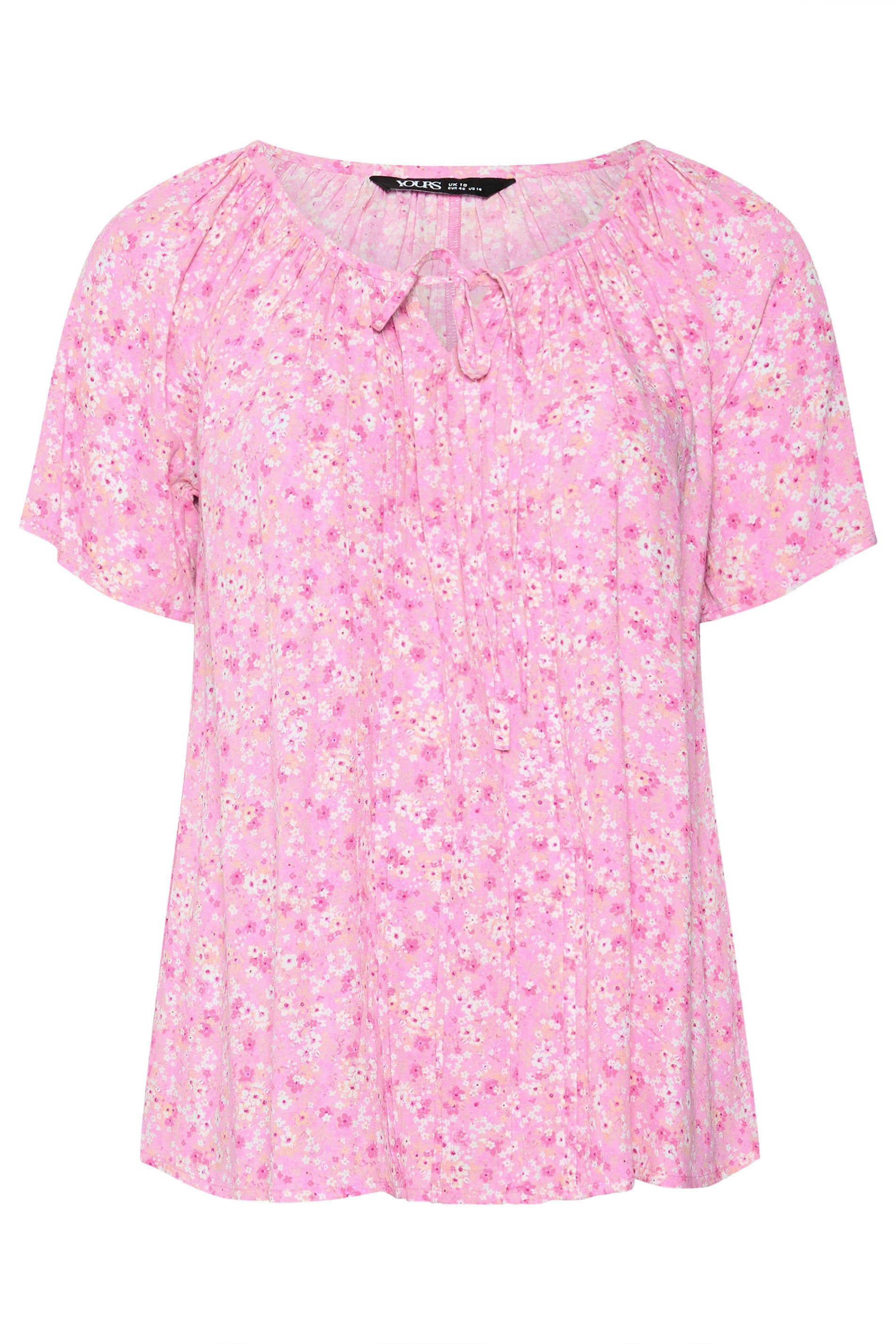 Yours Floral Tie Neck Blouse