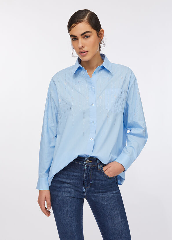 Camicia in cotone con strass