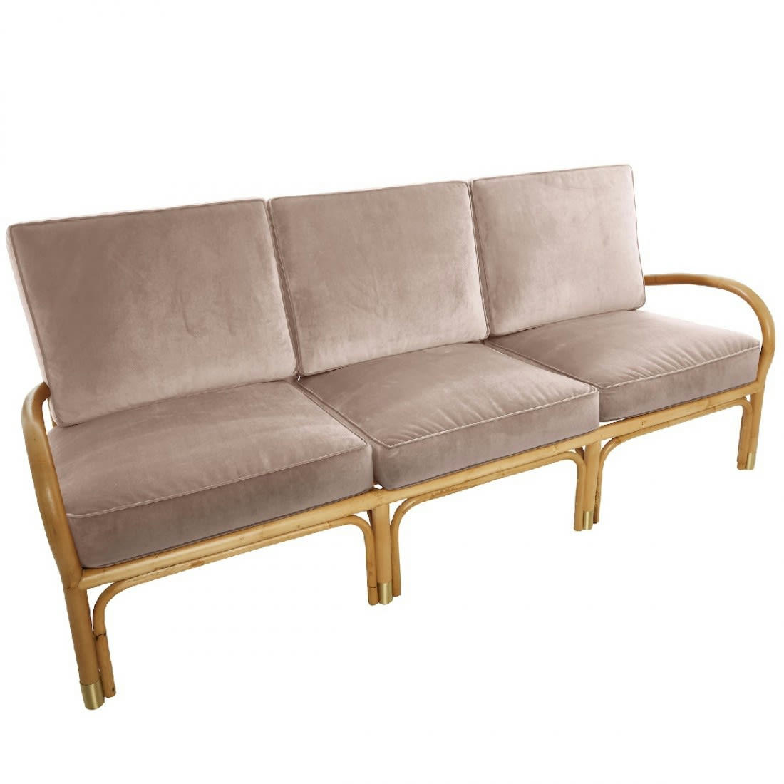 RIVIERA - Canapé 3 places rotin et velours