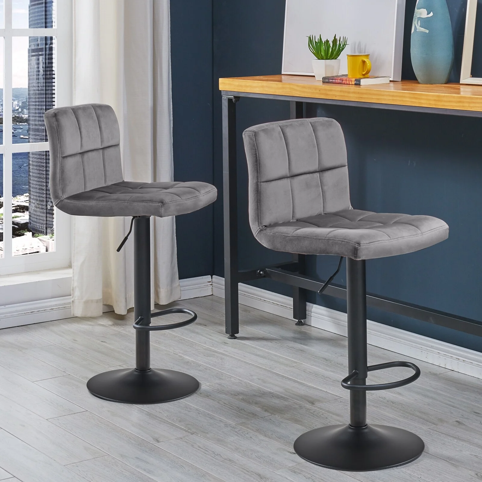 Swivel Adjustable Height with Armless Bar Stools