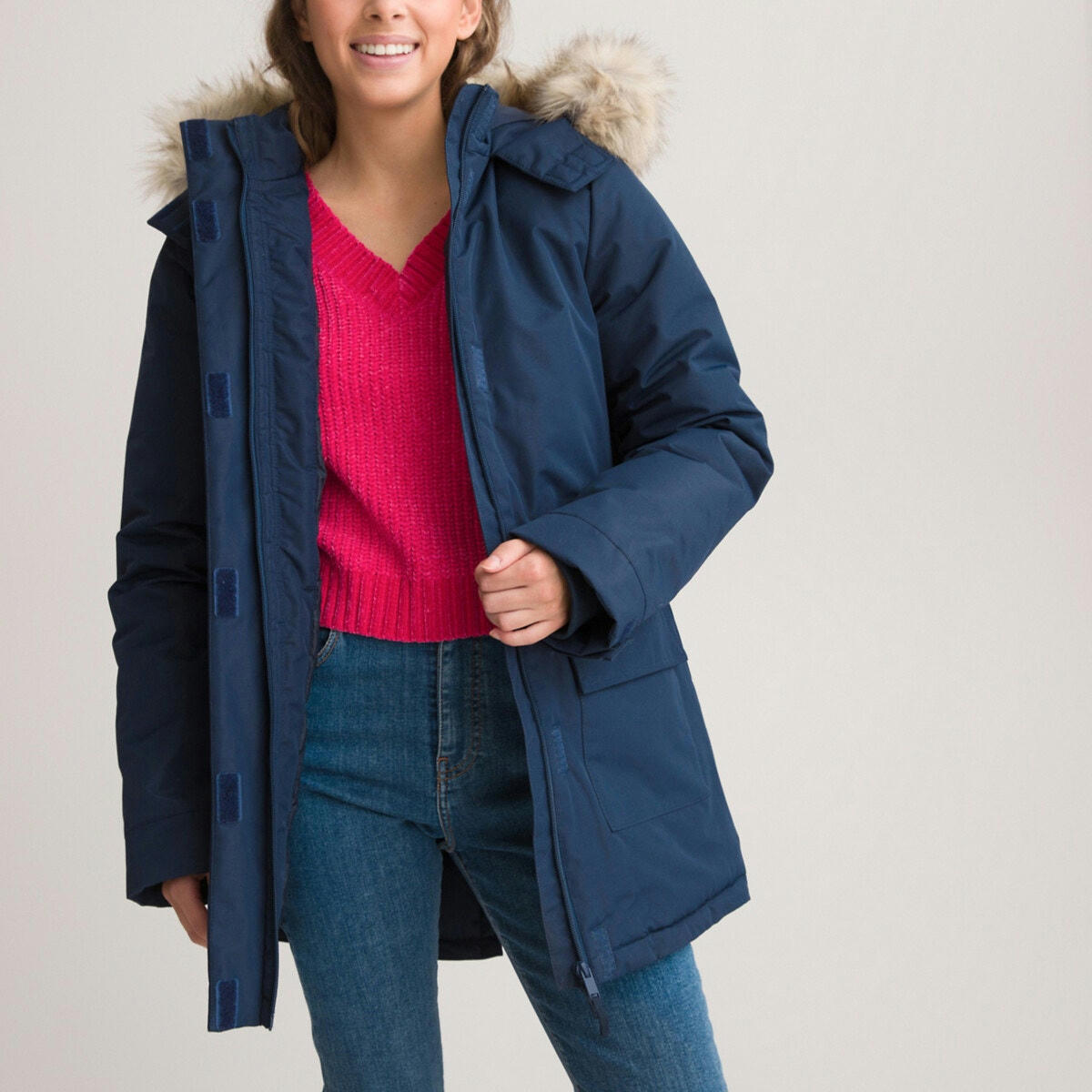 Parka technique capuche imitation fourrure
