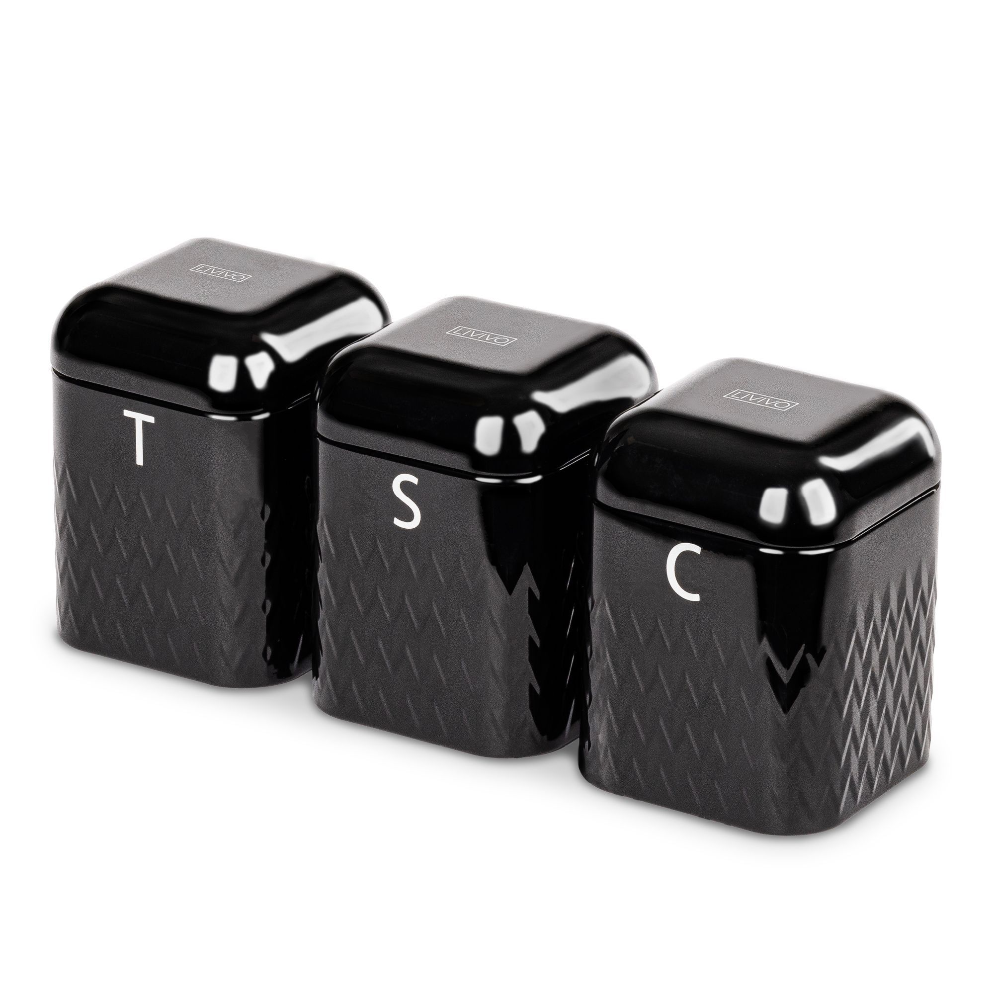 LIVIVO Taurus Bread Bin and Canister Set Dark Grey 4pc Kitchen Storage Tea Coffee Sugar Airtight Lids