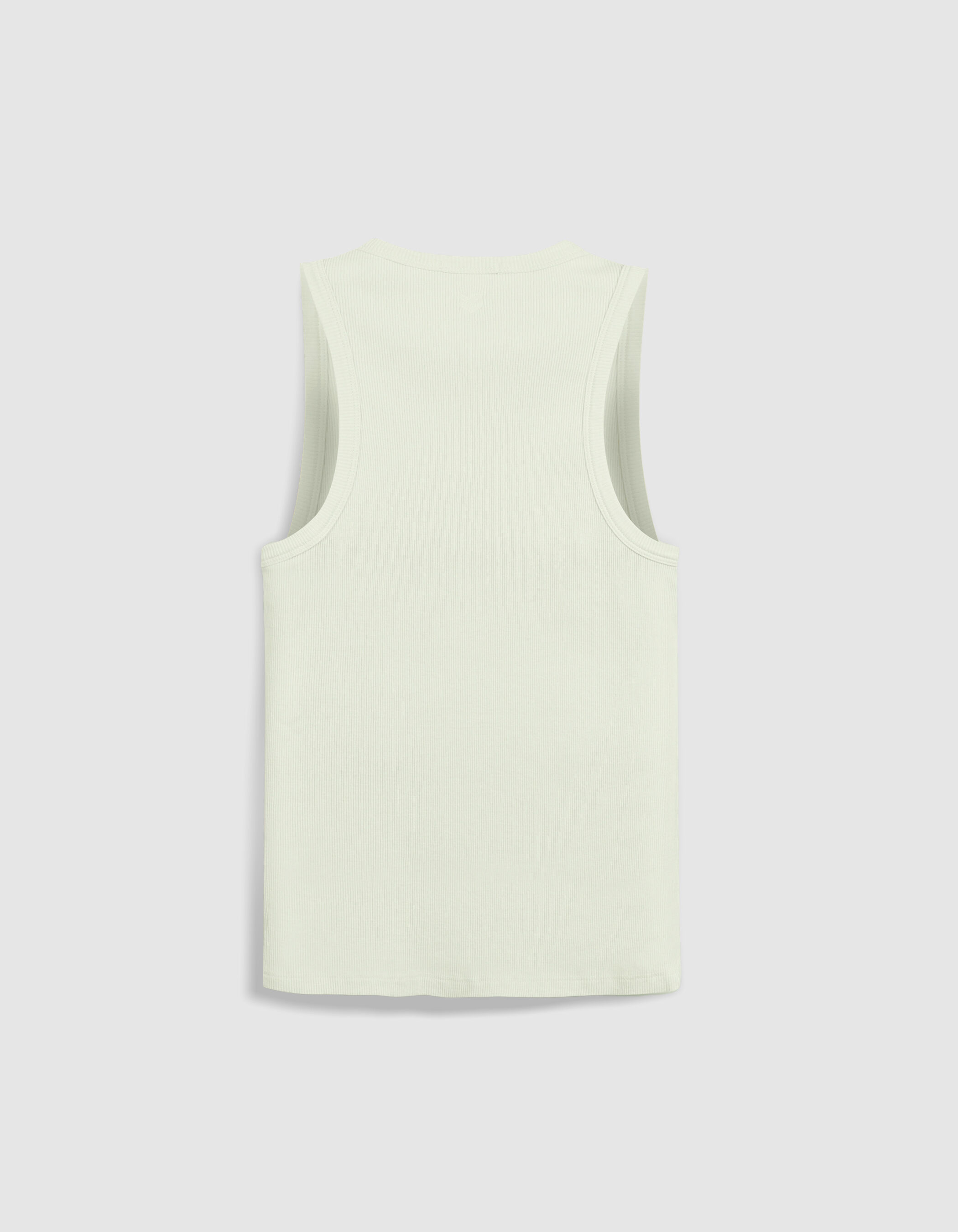 Débardeur vert côtelé broderie chevrons Femme