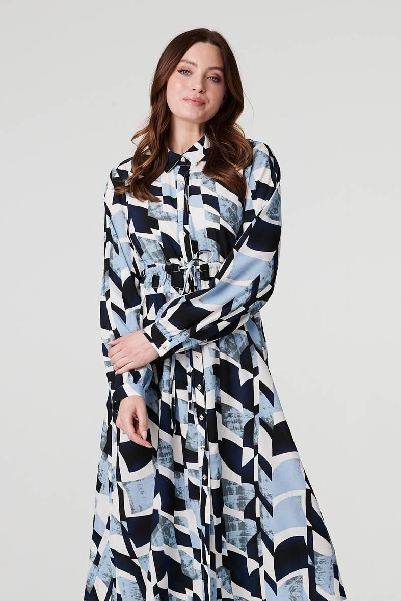 Izabel London Printed Tie Waist Knee Length Dress