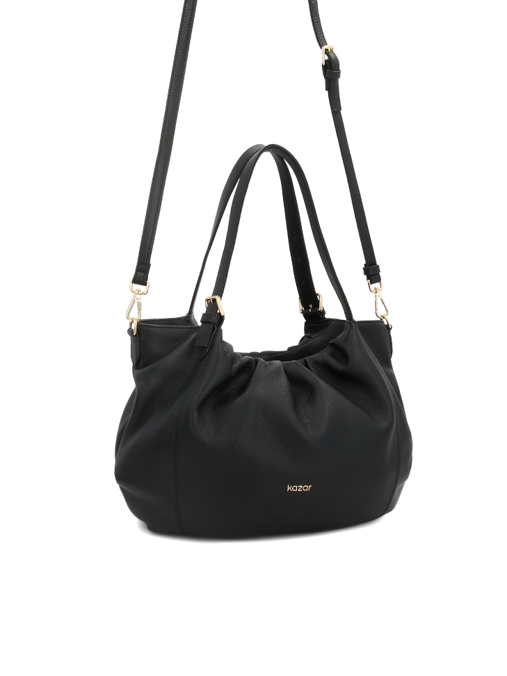 Black soft leather handbag