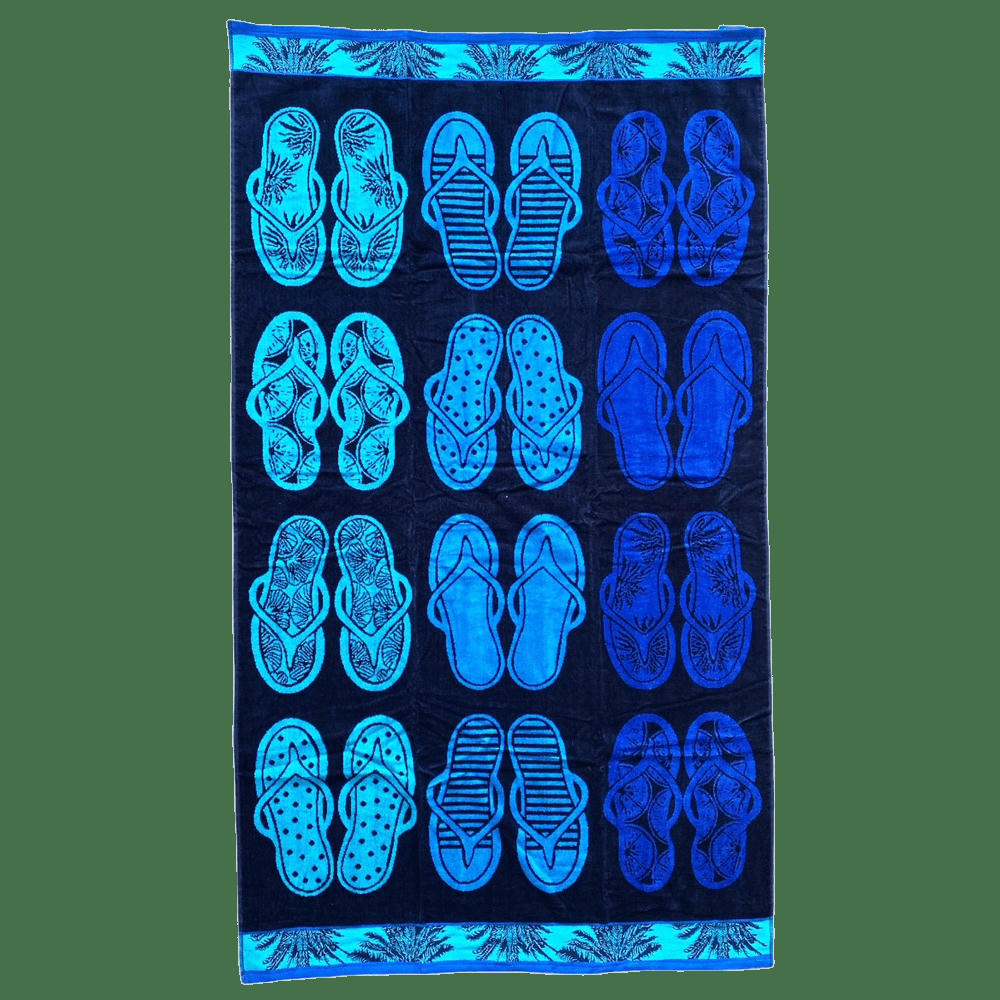 PLAGE - Serviette de plage éponge velours Jacquard  Soto bleu 100 x 175