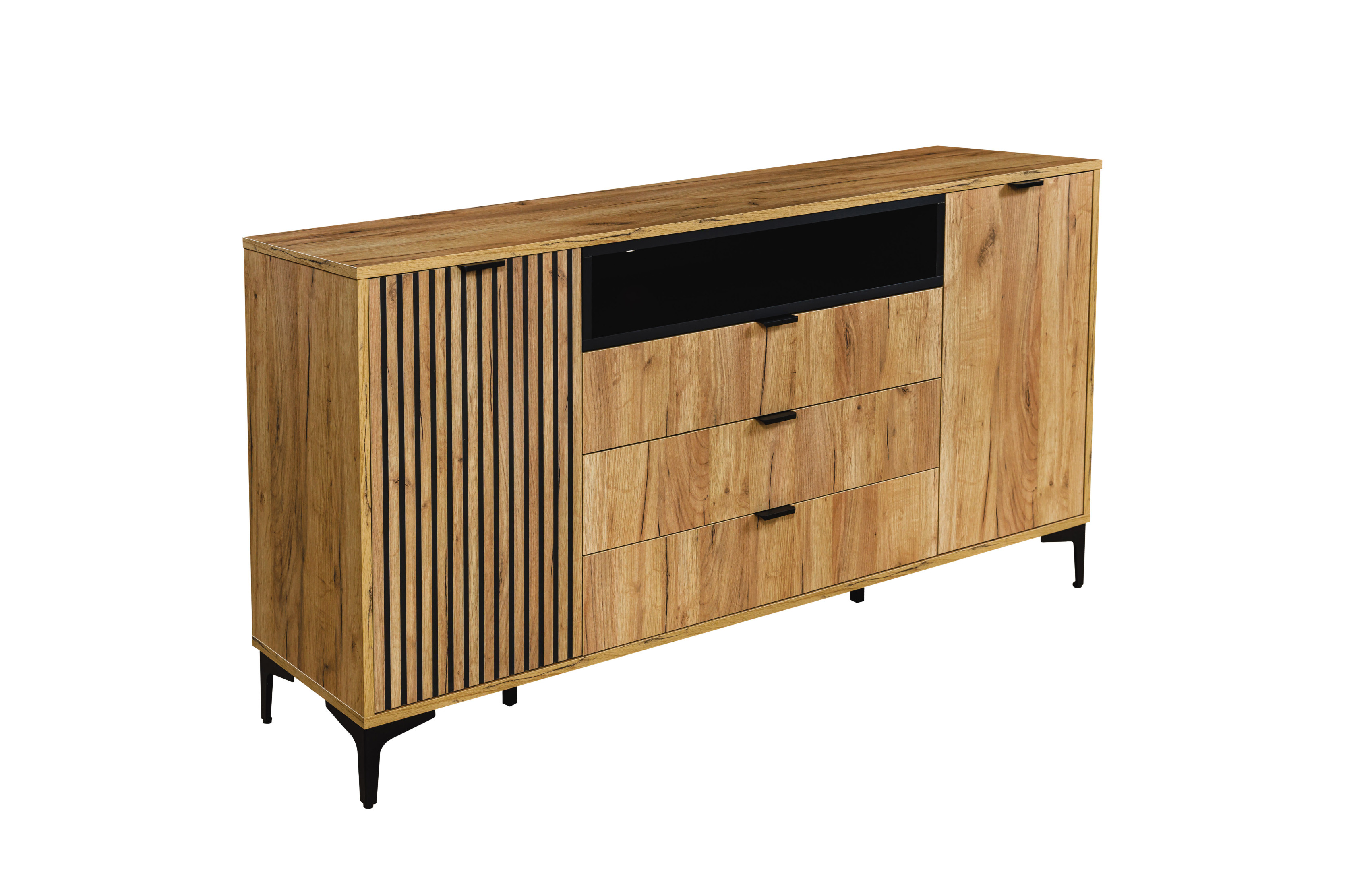 Komoda do sypialni2D3S Dąb Craft Złoty/Czarny 170 cm modny design