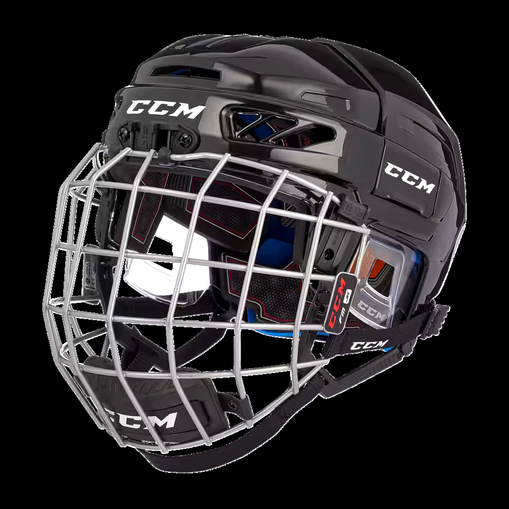 CCM FitLite 3DS Junior Hockey Helmet & Cage Combo, Black