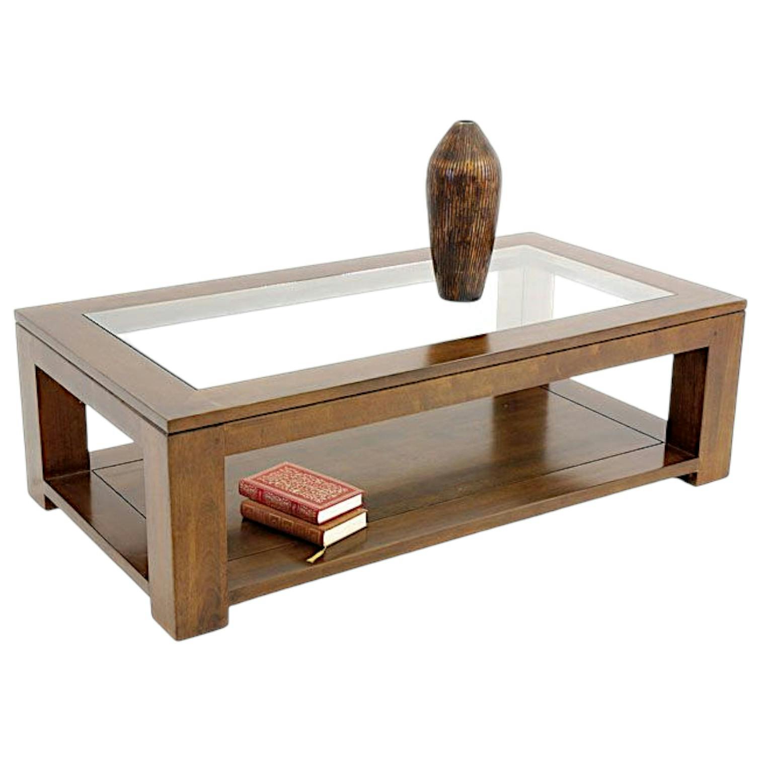 Table basse vitrée hévéa 130X70cm HELENA