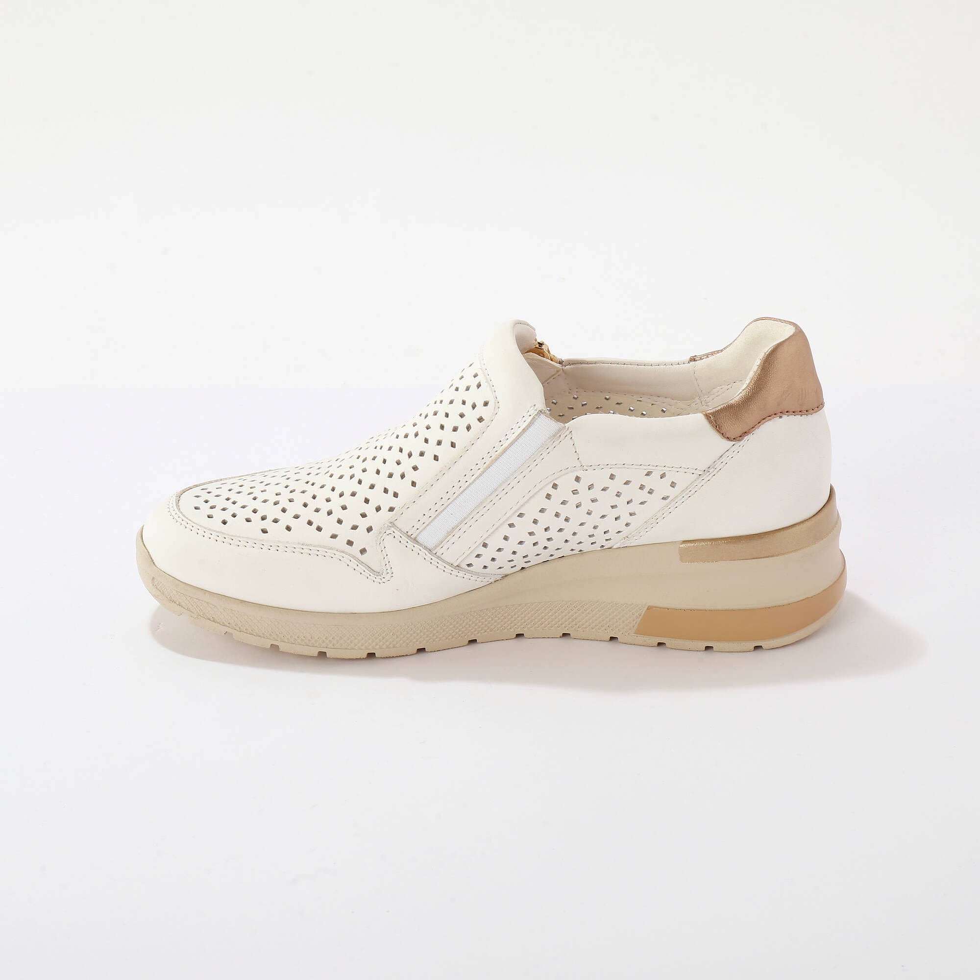 Baskets zippées compensées en cuir