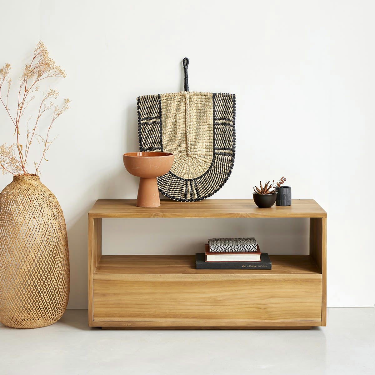 NIDO - Meuble TV en teck massif 90 cm