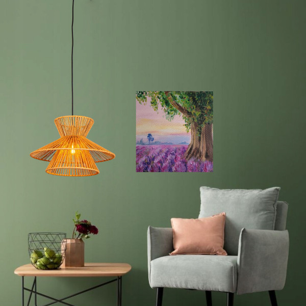 Lampa Sufitowa Wisząca Bambus BOHO Rattan Drewno Loft