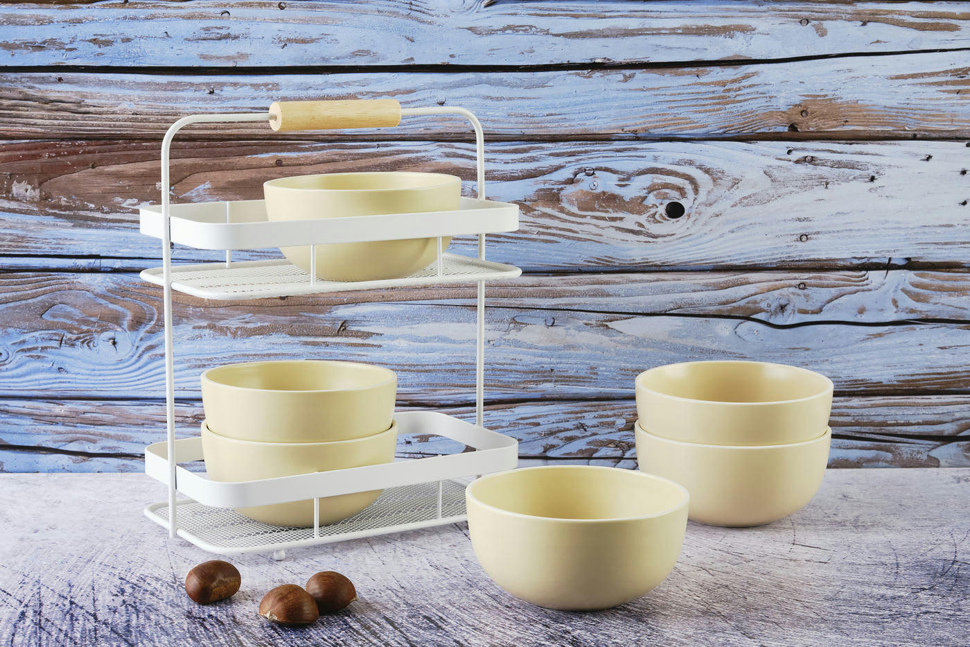 ORIGIN - Lot de 6 bols petit-déjeuner en grès beige D15