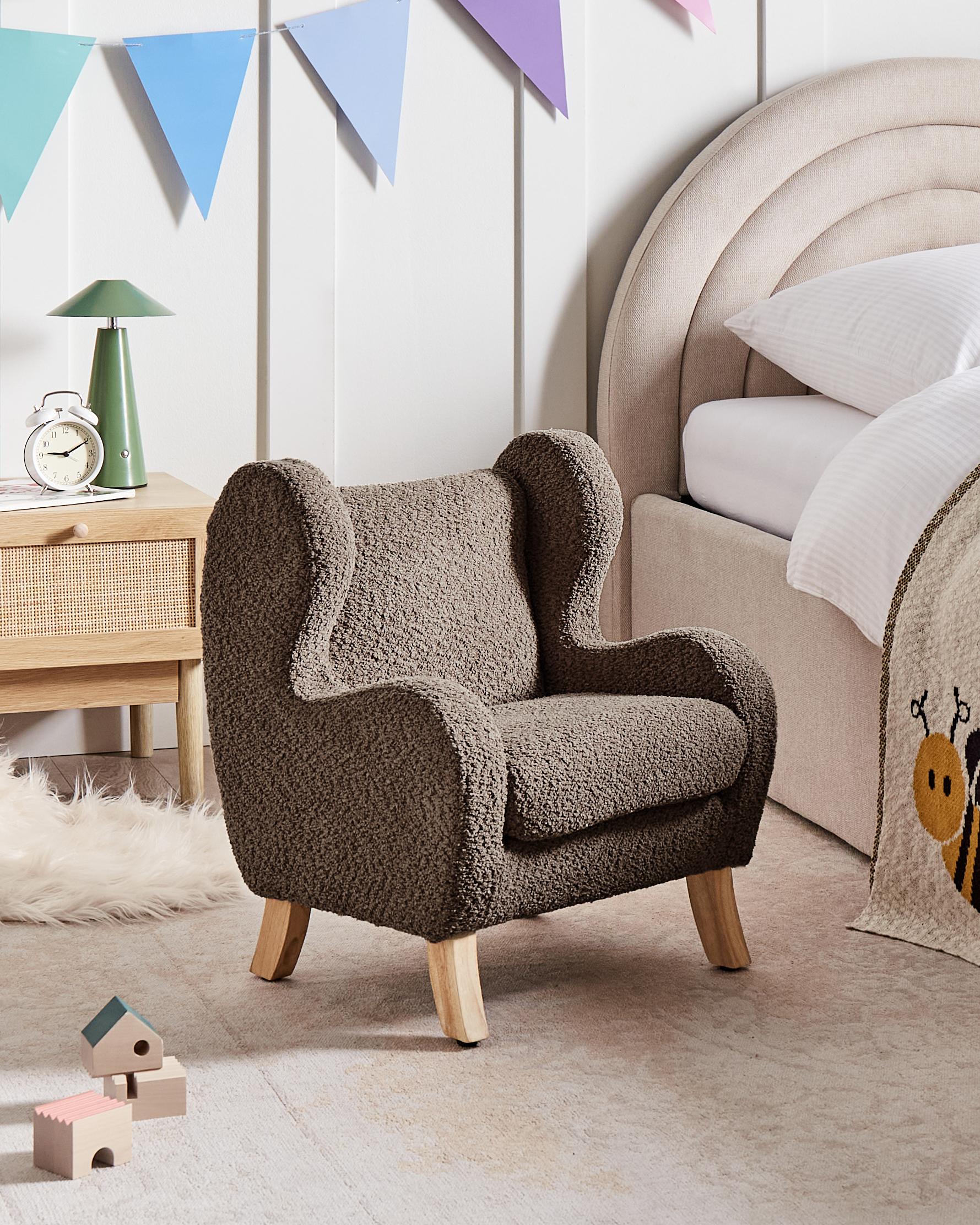 Kids Armchair FARUM Boucle Brown