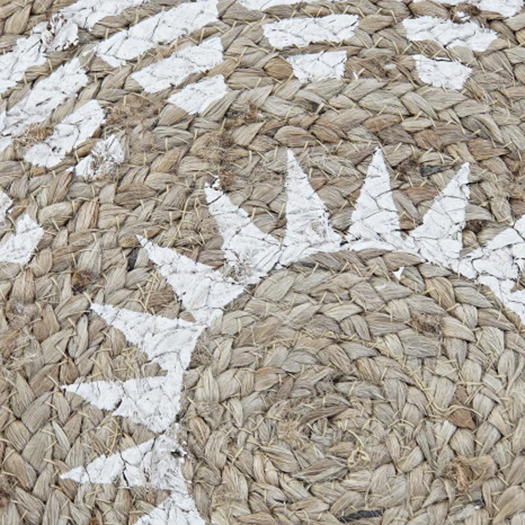 Tapete Redondo com desenho Étnico em Juta e Algodão OAXACA