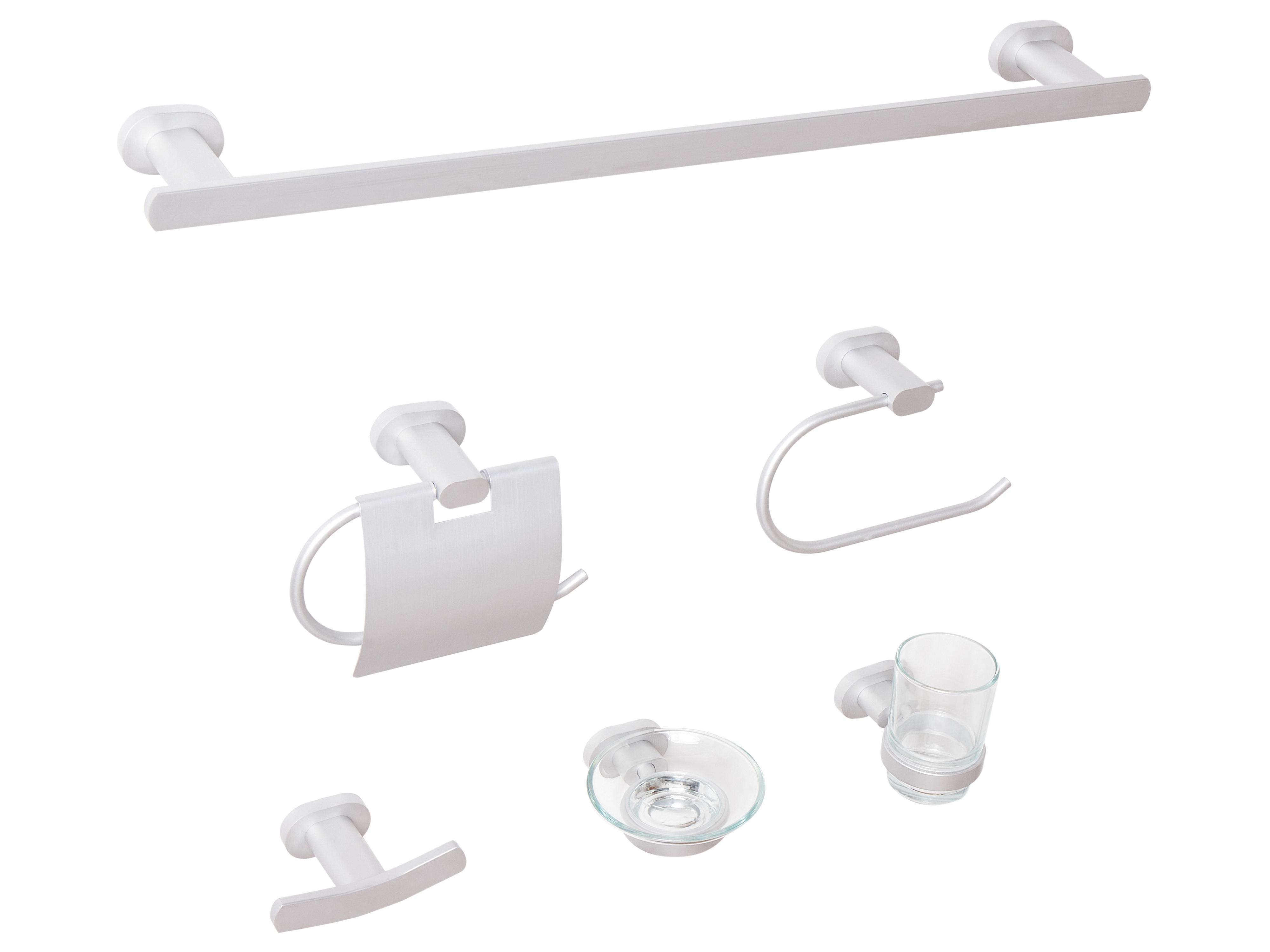 6-Piece Bathroom Hardware Set TOCOPILLA with Towel Bars and Hooks Silver
