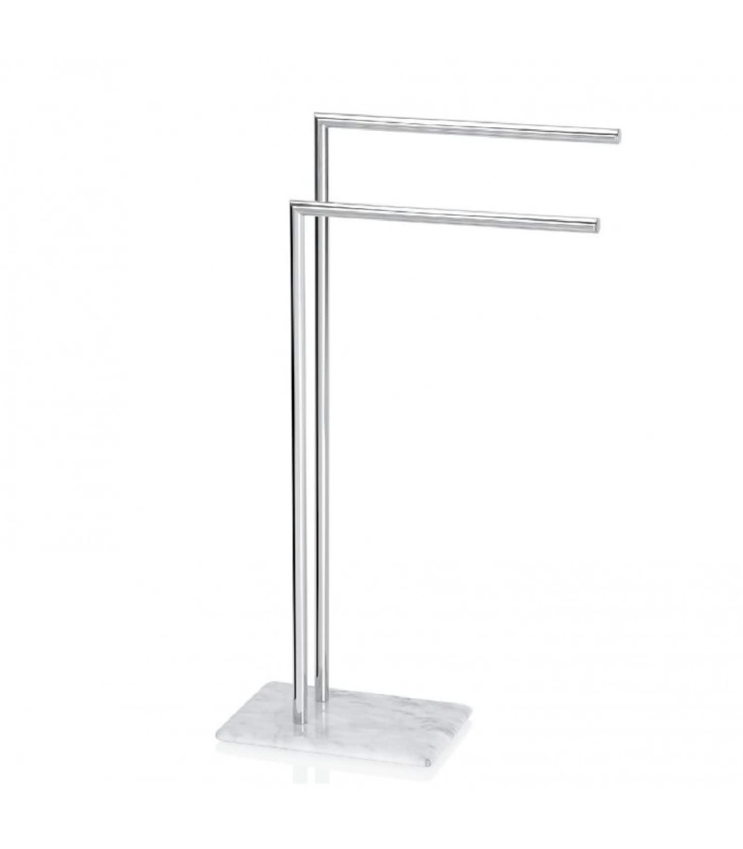 - Porte serviettes 2 bras en inox base en marbre blanc H81,5cm