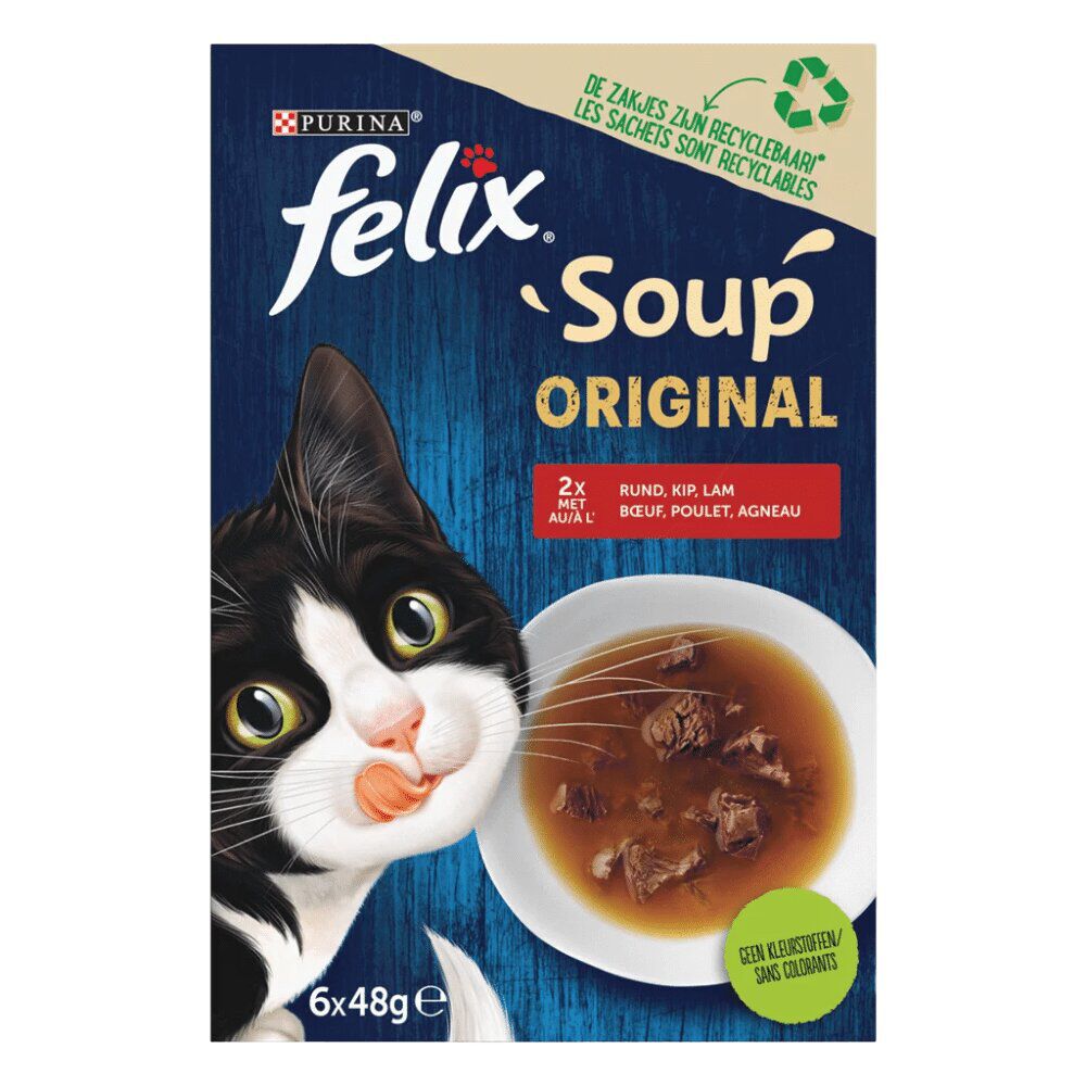Sachet pour chat 6x 48gr Felix Soup Farm Original 3 saveurs