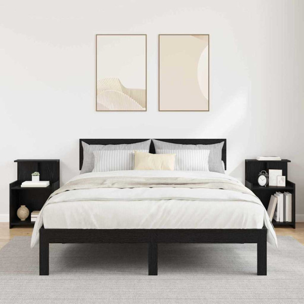 2x Szafka Nocna Czarna Komoda Stolik Półka Nocna Do Sypialni 40 x 35 x 60