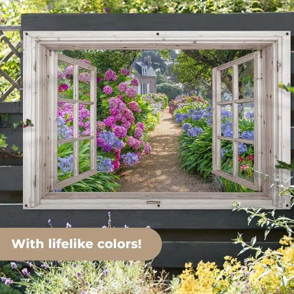 MuchoWow Tuinposter 180x120cm Hortensia Doorkijk Bloemen Zomer