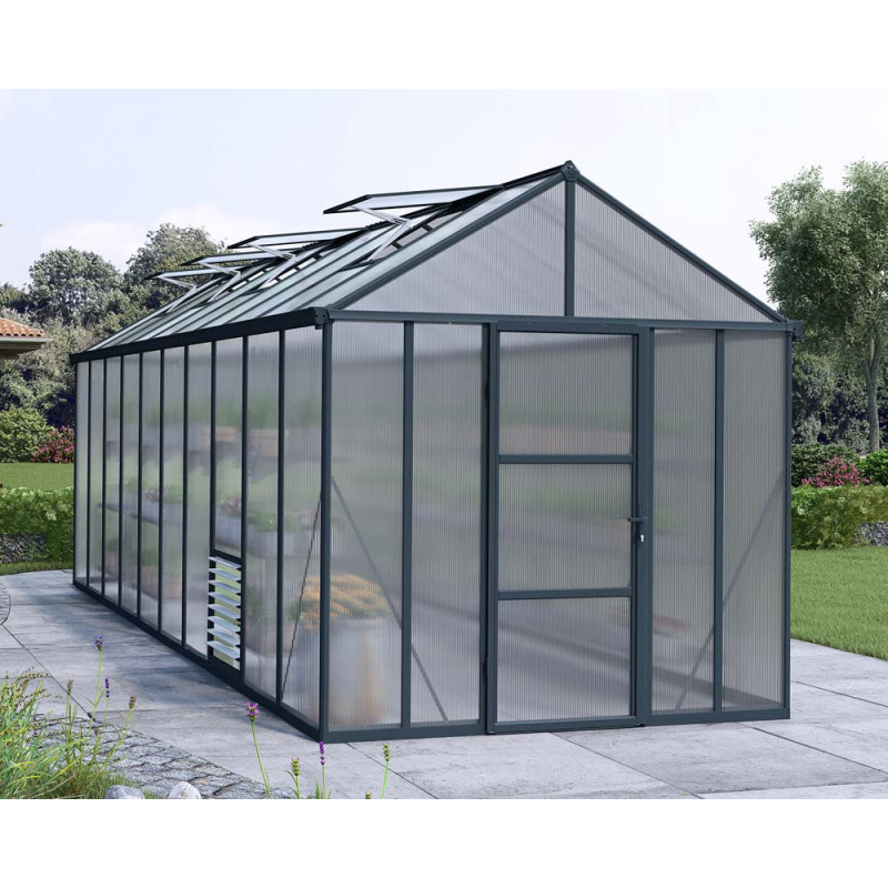 Serre en polycarbonate Glory grise 14,3 m² CANOPIA