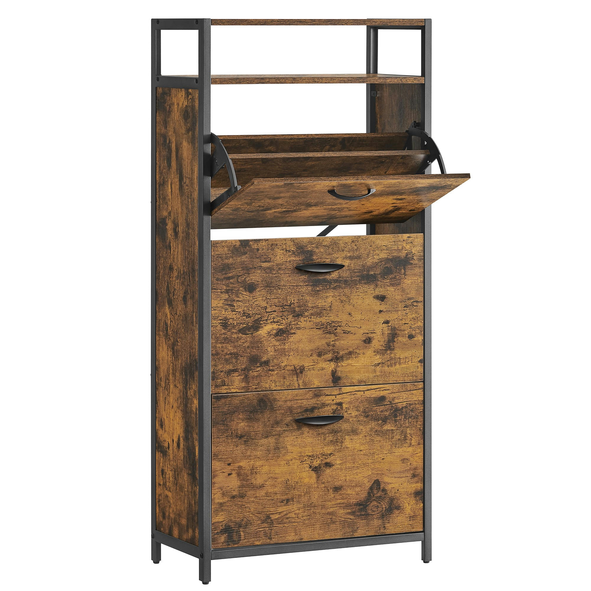 - Armoire à chaussures pour 12-18 paires de chaussures Marron Rustique